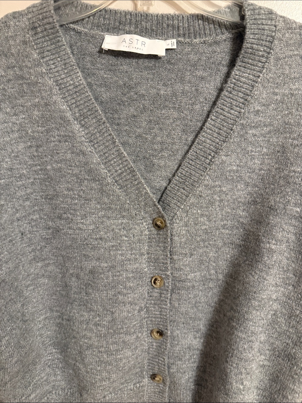 ASTR The Label Button Down Cardigan Heather Grey Size Large